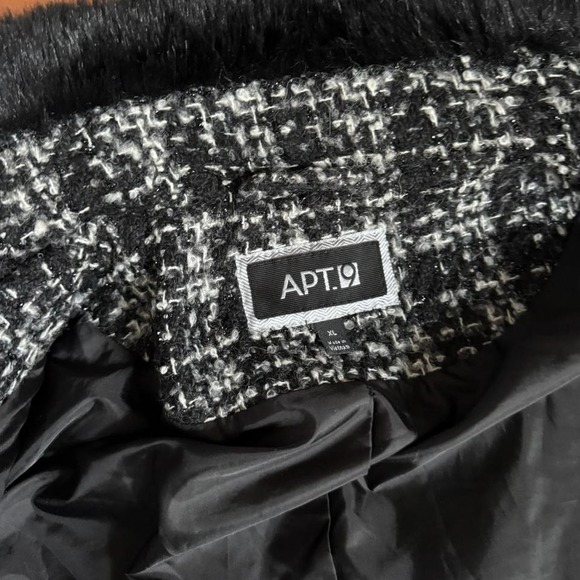 Tweed Faux Fur Penny Lane Coat Gray Black XL - Picture 8 of 8